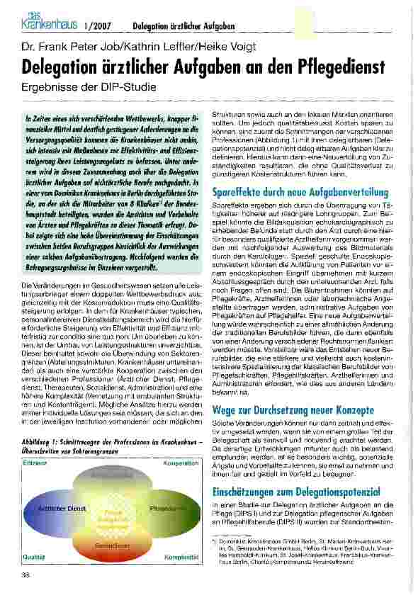 Vorschauseite 1: Delegation ärztlicher Aufgaben an den Pflegedienst
