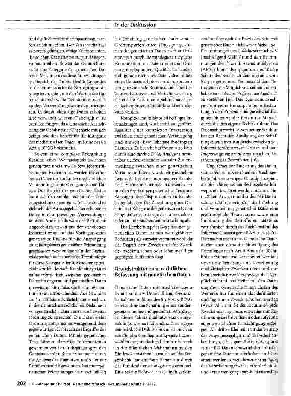 Vorschauseite 3: Genetische (Individual- ) Informationen aus Sicht des Datenschutzrechts