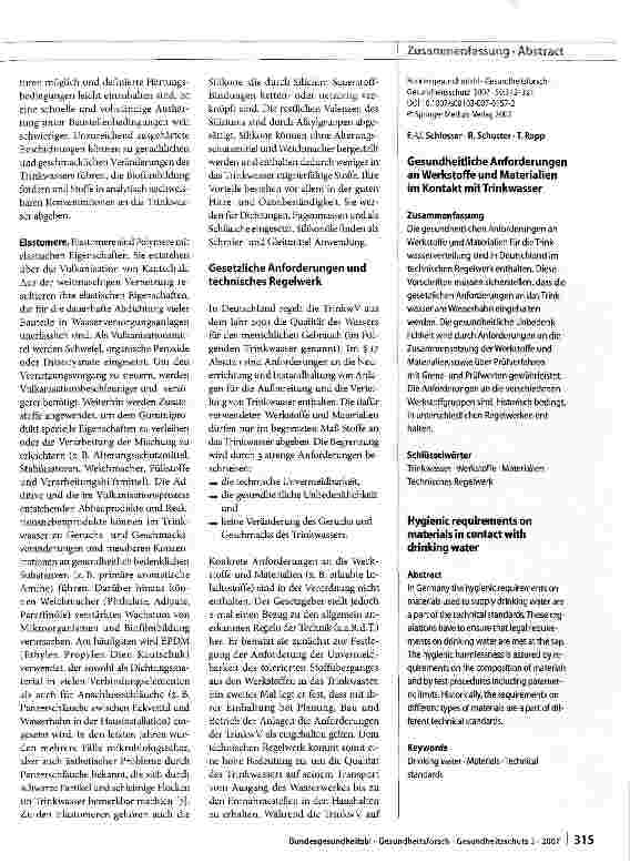 Vorschauseite 4: Gesundheitliche Anforderungen an Werkstoffe und Materialien im Kontakt mit Trinkwasser