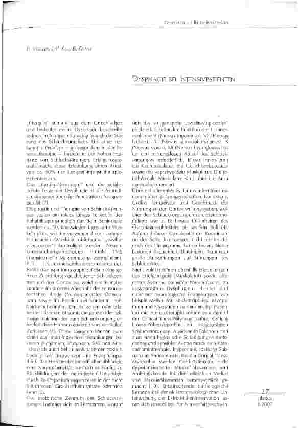 Vorschauseite 1: DYSPHAGIE BEI INTENSIVPATIENTEN