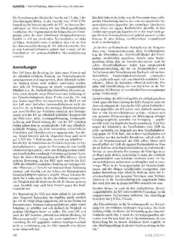 Vorschauseite 2: Kassenärztliche Vereinigungen können Altschulden einer Einzelpraxis nicht auf eine neu gegründete Gemeinschaftspraxis übertragen