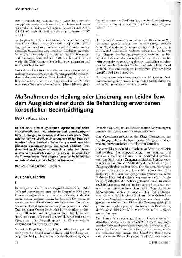 Vorschauseite 1: Maßnahmen der Heilung oder Linderung von Leiden bzw. dem Ausgleich einer durch die Behandlung erworbenen körperlichen Beeinträchtigung