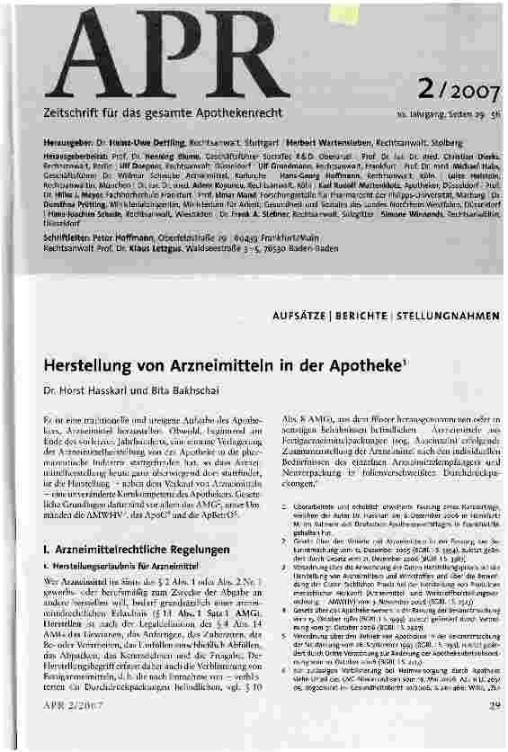 Vorschauseite 1: Herstellung von Arzneimitteln in der Apotheke1