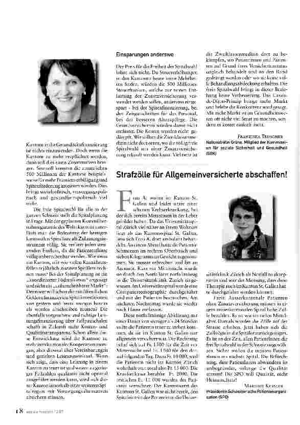 Vorschauseite 2: Zwiespältige Spitalfreizügigkeit