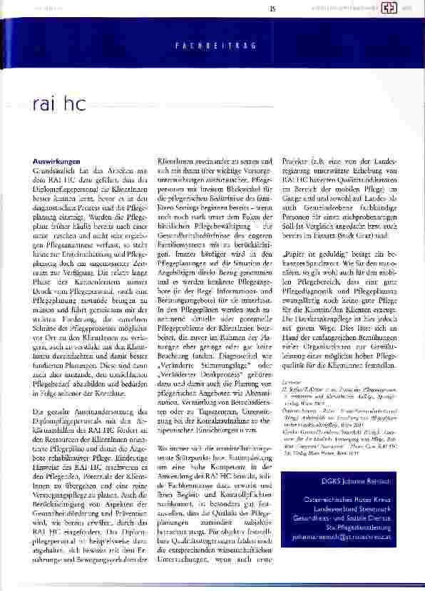 Vorschauseite 6: Pflegediagnostik und Pflegeplanung in der Hauskrankenpflege auf Basis des rai hc