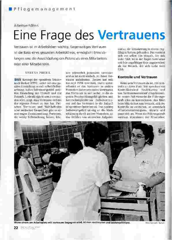 Vorschauseite 1: Arbeitsverhältnis - Eine Frage des Vertrauens