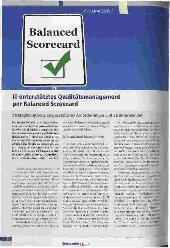 Vorschauseite 1: IT-unterstütztes Qualitätsmanagement per Balanced Scorecard