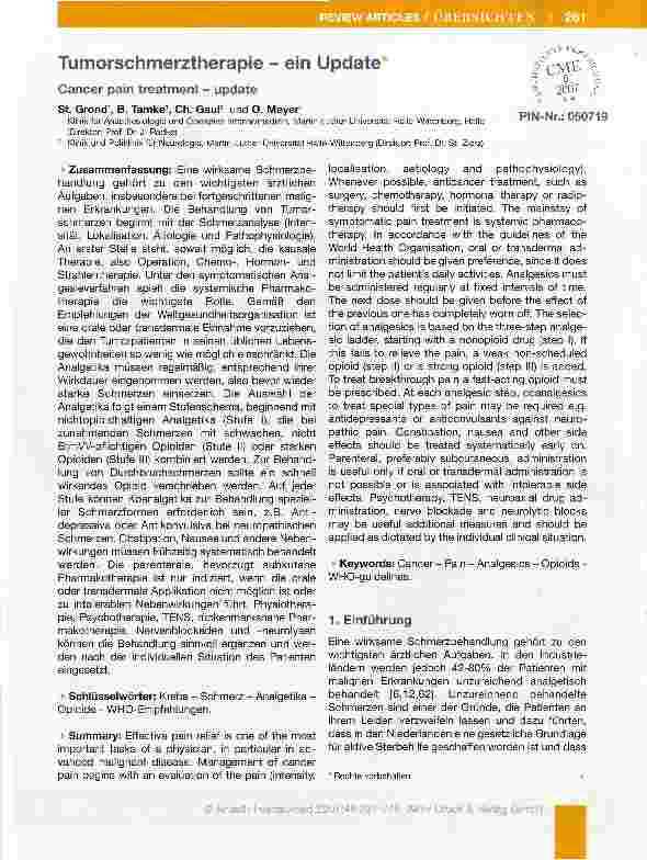 Vorschauseite 1: Tumorschmerztherapie - ein Update