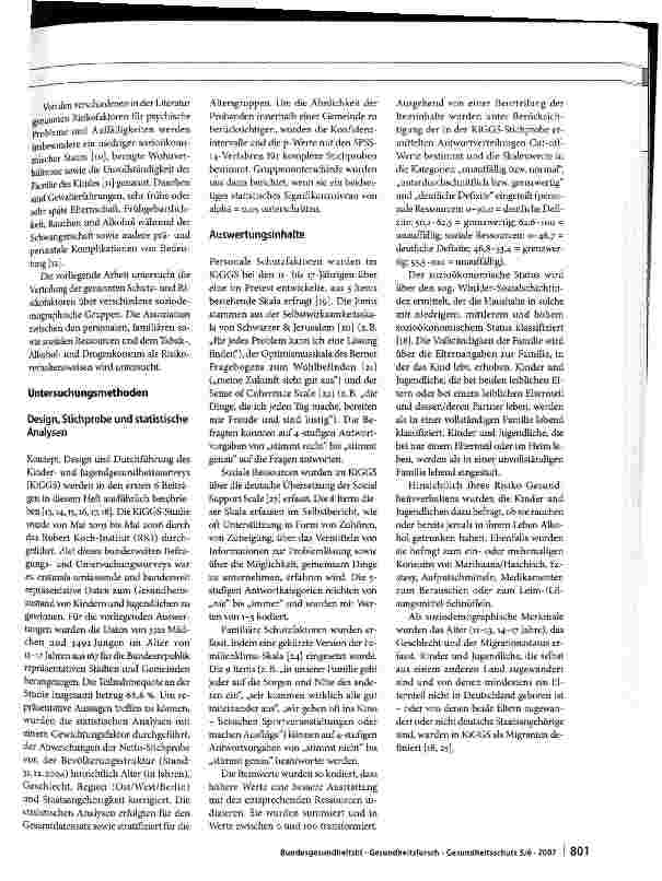 Vorschauseite 2: Der Kinderund Jugendgesundheitssurvey (KiGGS): Risiken und Ressourcen für die psychische Entwicklung von Kindern und Jugendlichen