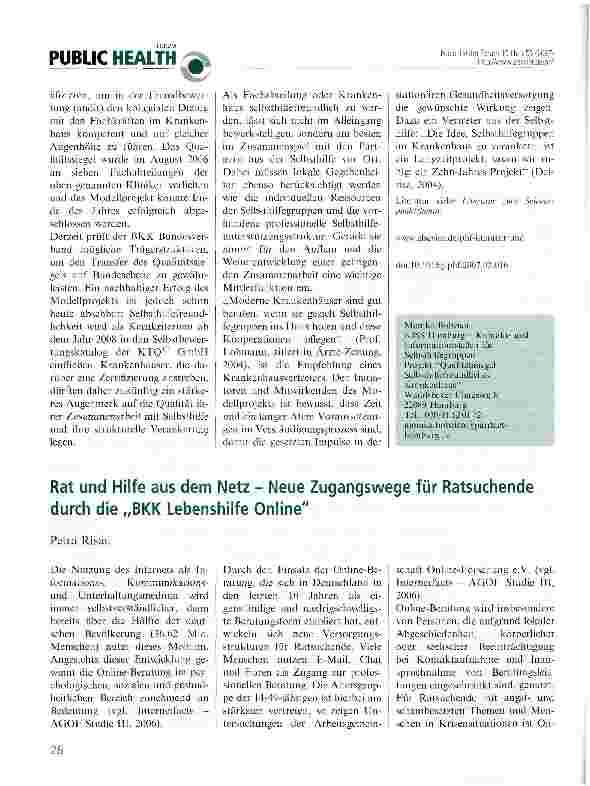 Vorschauseite 2: Qualitätssiegel Selbsthilfefreundliches Krankenhaus -die Zusammenarbeit mit Selbsthilfe systematisch entwickeln