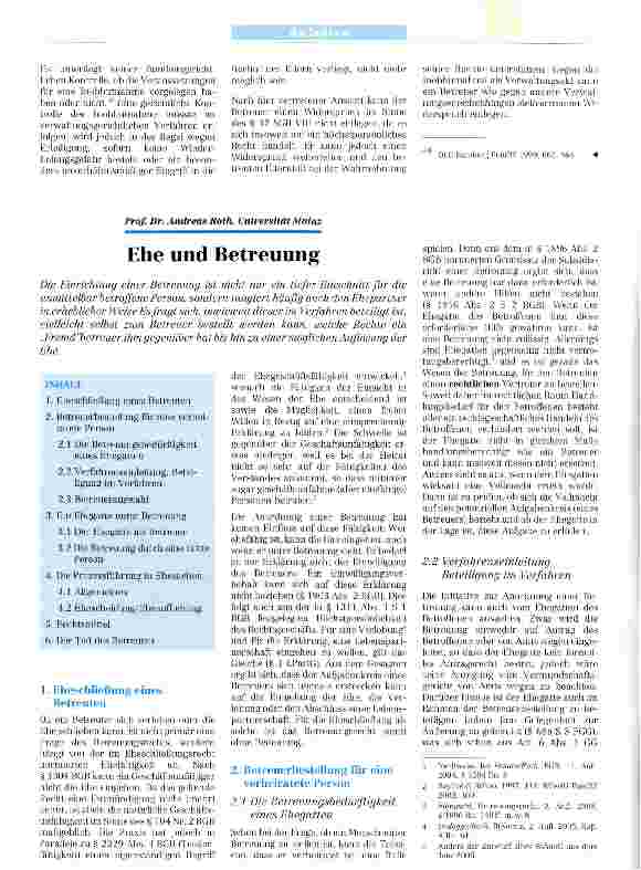 Vorschauseite 1: Ehe und Betreuung