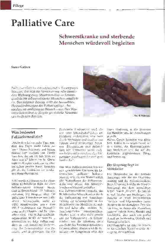 Vorschauseite 1: Palliative CareSchwerstkranke und sterbende Menschen würdevoll begleiten