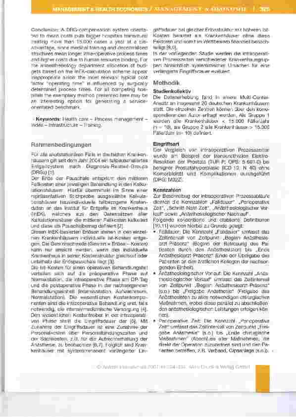 Vorschauseite 2: Apoptose im DRG-System: Weiterbildung und dezentrale Strukturen verhindern wettbewerbsfähige intraoperative Prozesszeiten