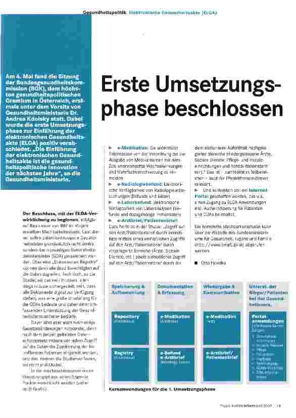 Vorschauseite 1: Erste Umsetzungsphase beschlossen