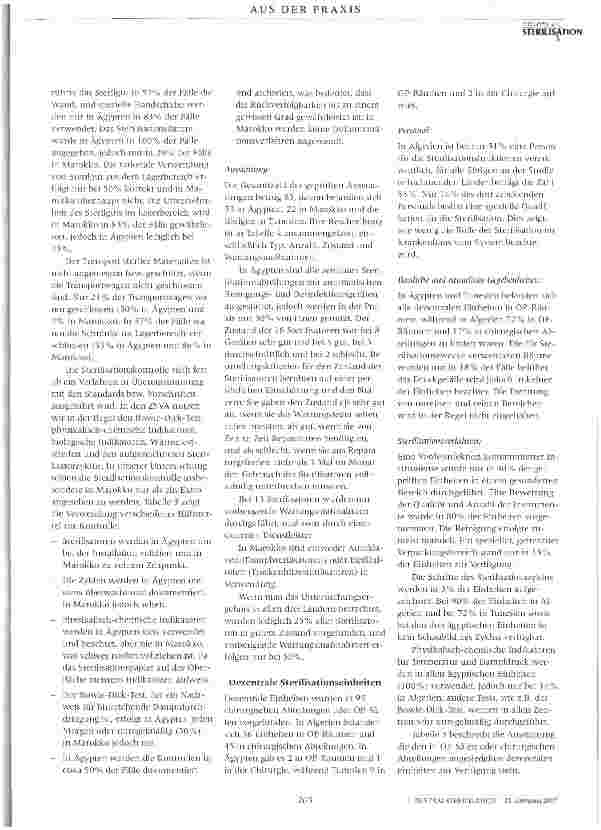 Vorschauseite 5: Qualität der Organisation der Sterilisation: Eine an Krankenhäusern in Euromed- Staaten durchgeführte Prüfung