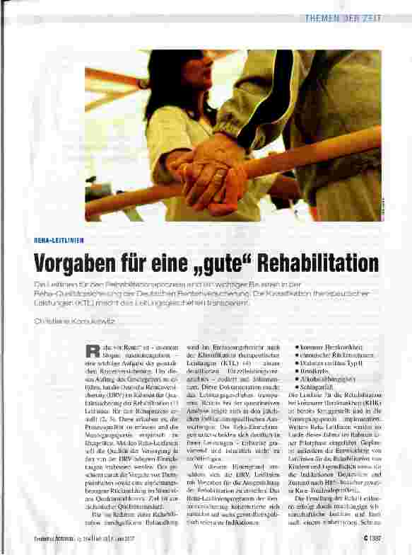 Vorschauseite 1: Vorgaben für eine gute Rehabilitation