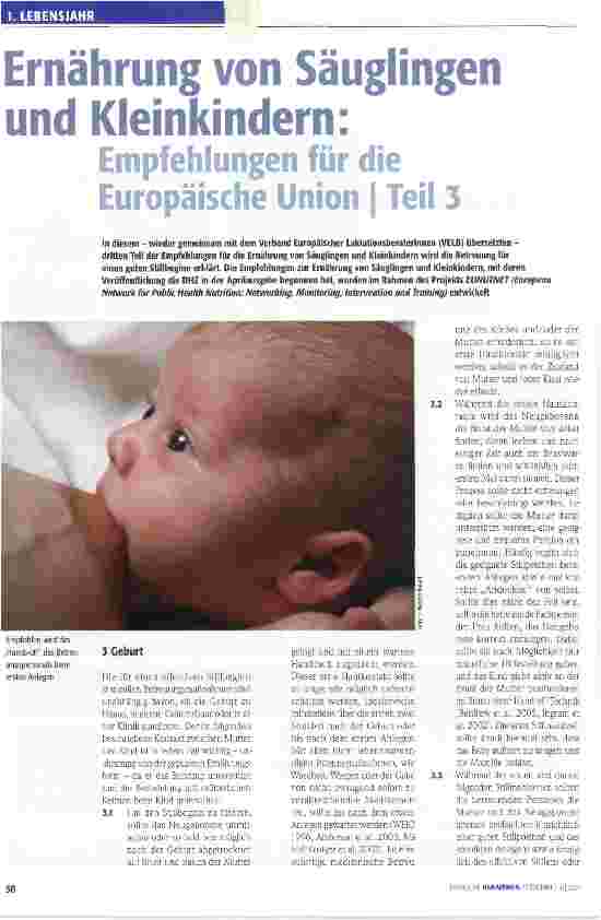 Vorschauseite 1: Ernährung von Säuglingen und Kleinkindern: Empfehlungen für die Europäische Union - Teil 3
