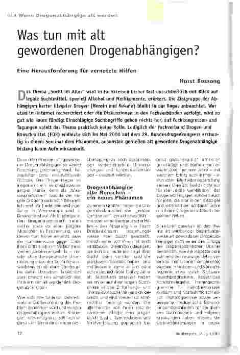 Vorschauseite 1: Was tun mit alt gewordenen Drogenabhängigen?