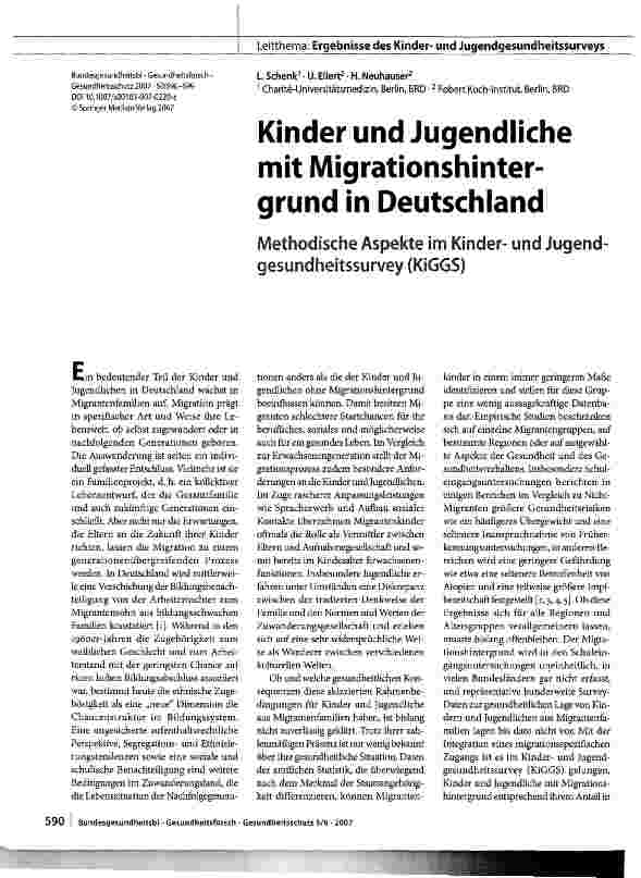 Vorschauseite 1: Kinder und Jugendliche mit Migrationshintergrund in Deutschland