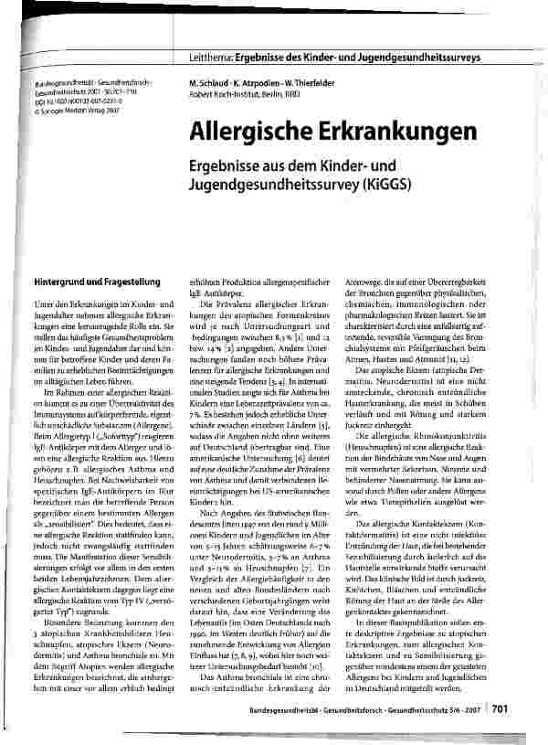 Vorschauseite 1: Allergische Erkrankungen