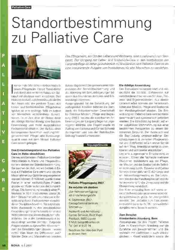 Vorschauseite 1: Standortbestimmung zu Palliative Care