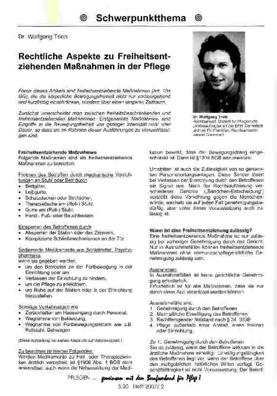 Vorschauseite 1: Rechtliche Aspekte zu Freiheitsentziehenden Maßnahmen in der Pflege