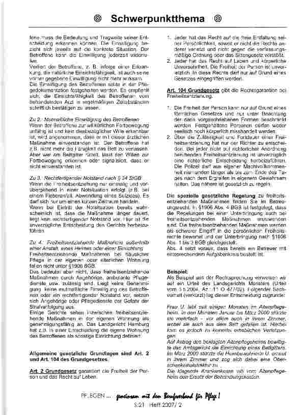 Vorschauseite 2: Rechtliche Aspekte zu Freiheitsentziehenden Maßnahmen in der Pflege