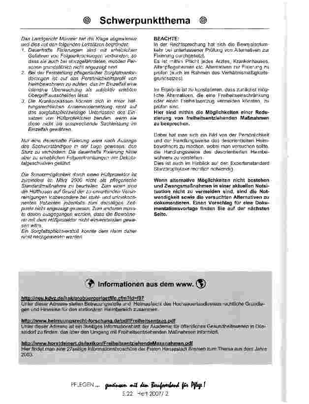 Vorschauseite 3: Rechtliche Aspekte zu Freiheitsentziehenden Maßnahmen in der Pflege