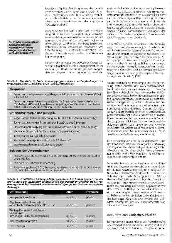 Vorschauseite 4: Prädiktive Gentests bei familiärem Brustund nicht-polypösem Darmkrebs