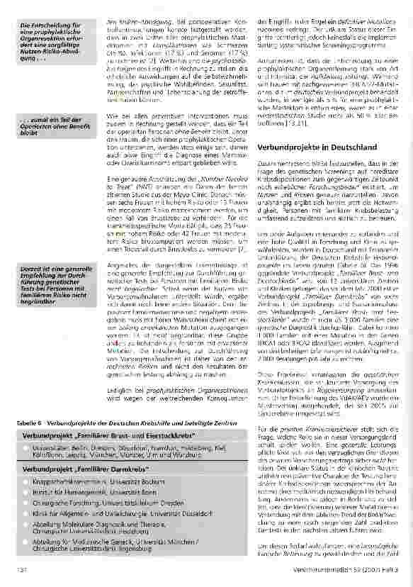 Vorschauseite 6: Prädiktive Gentests bei familiärem Brustund nicht-polypösem Darmkrebs