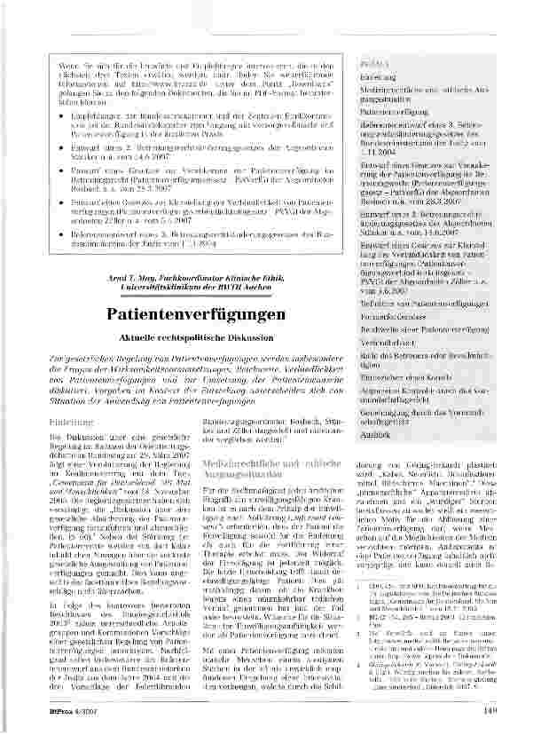 Vorschauseite 1: Patientenverfügungen