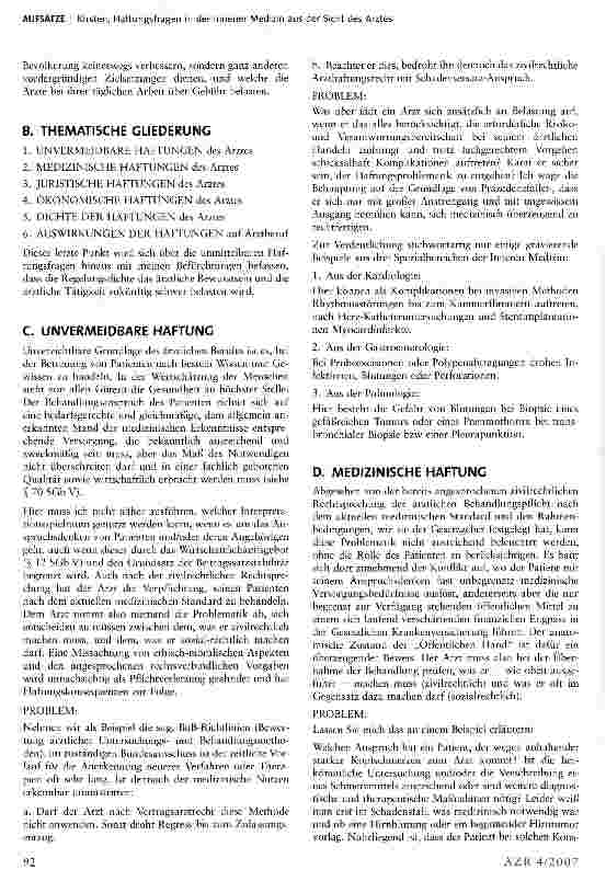 Vorschauseite 2: Haftungsfragen in der Inneren Medizin aus der Sicht des Arztes