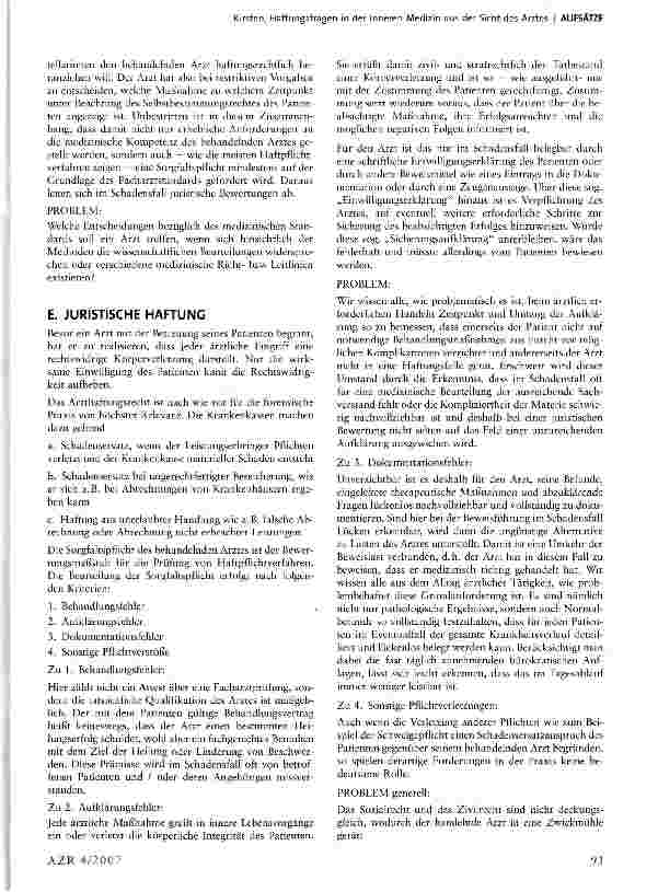 Vorschauseite 3: Haftungsfragen in der Inneren Medizin aus der Sicht des Arztes
