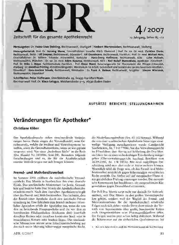 Vorschauseite 1: Veränderungen für Apotheker