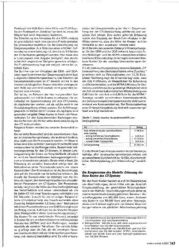 Vorschauseite 2: Wirtschaftlichkeitsanalyse für Computertomographen