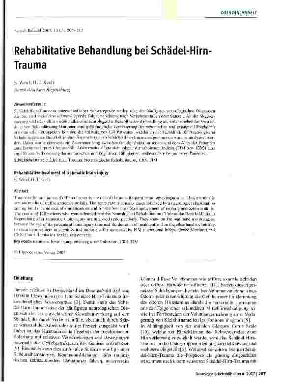 Vorschauseite 1: Rehabilitative Behandlung bei Schädel-Hirn-Trauma
