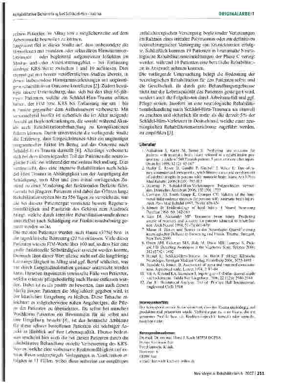 Vorschauseite 5: Rehabilitative Behandlung bei Schädel-Hirn-Trauma