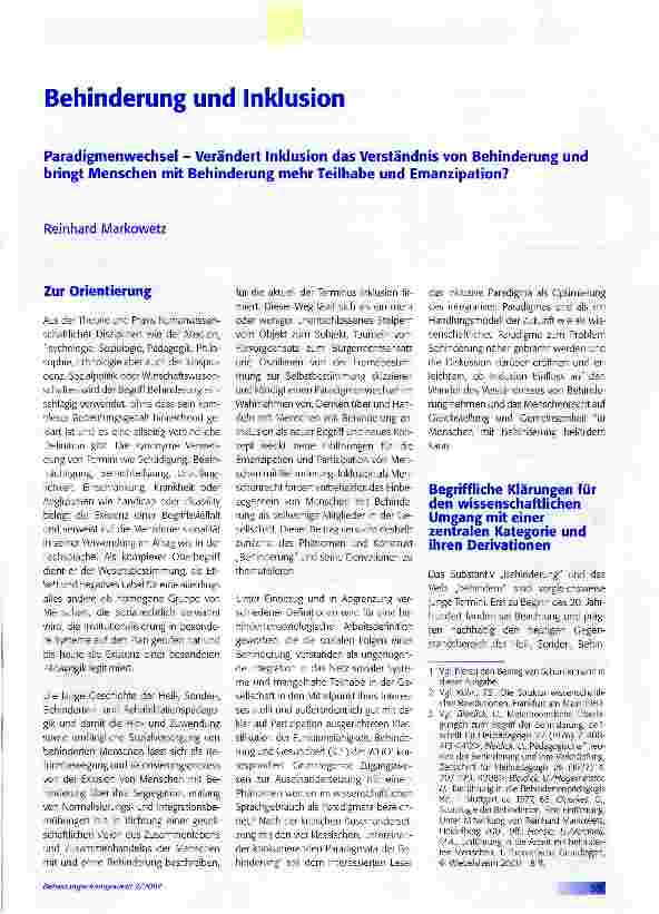 Vorschauseite 1: Behinderung und Inklusion