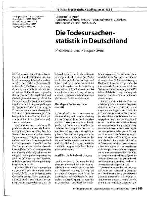 Vorschauseite 1: Die Todesursachenstatistik in Deutschland