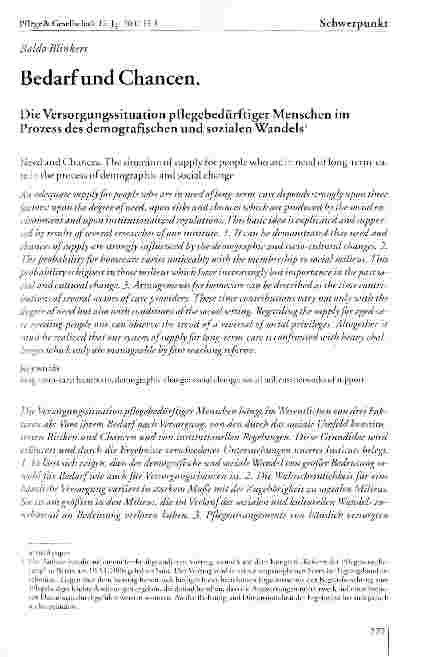 Vorschauseite 1: Bedarf und Chancen