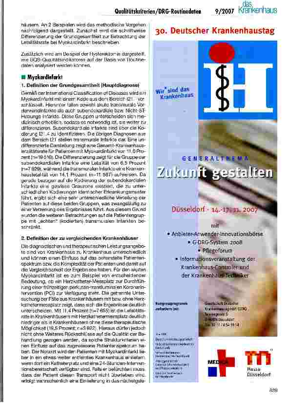 Vorschauseite 2: Möglichkeiten und Chancen der Analyse von Qualitätskriterien auf der Basis von DRG-Routinedaten (II)
