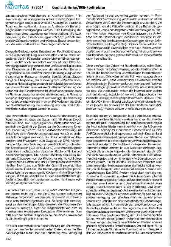 Vorschauseite 5: Möglichkeiten und Chancen der Analyse von Qualitätskriterien auf der Basis von DRG-Routinedaten (II)