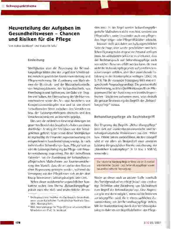 Vorschauseite 1: Neuverteilung der Aufgaben im Gesundheitswesen - Chancen und Risiken für die Pflege