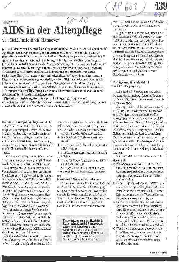 Vorschauseite 1: AIDS in der Altenpflege