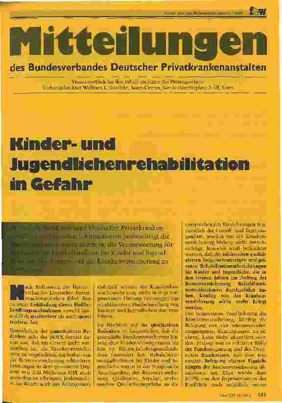 Vorschauseite 1: Kinderund Jugendlichenrehabilitation in Gefahr