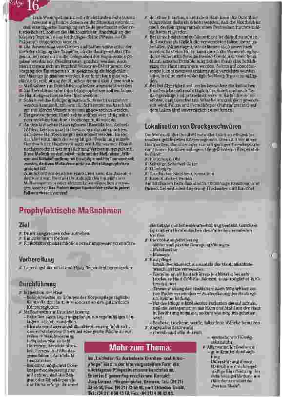 Vorschauseite 2: Hautpflege als prophylaktische Maßnahme gegen Dekubitus Check Pflegepraxis Folge 16