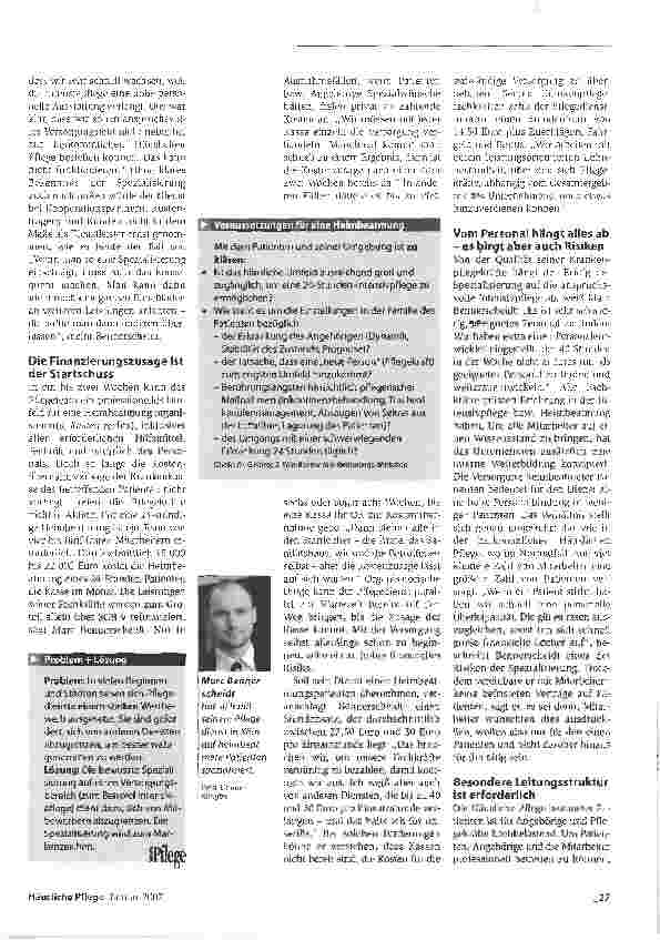 Vorschauseite 2: Die Spezialisierung auf Häusliche Intensivpflege als Chance für Pflegedienste - ein Porträt - Beatmeten Menschen das Leben zu Hause ermöglichen