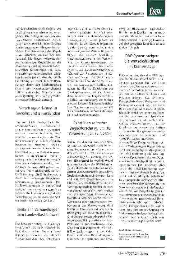 Vorschauseite 2: Das DRG-System zwingt zu besseren Prozessen