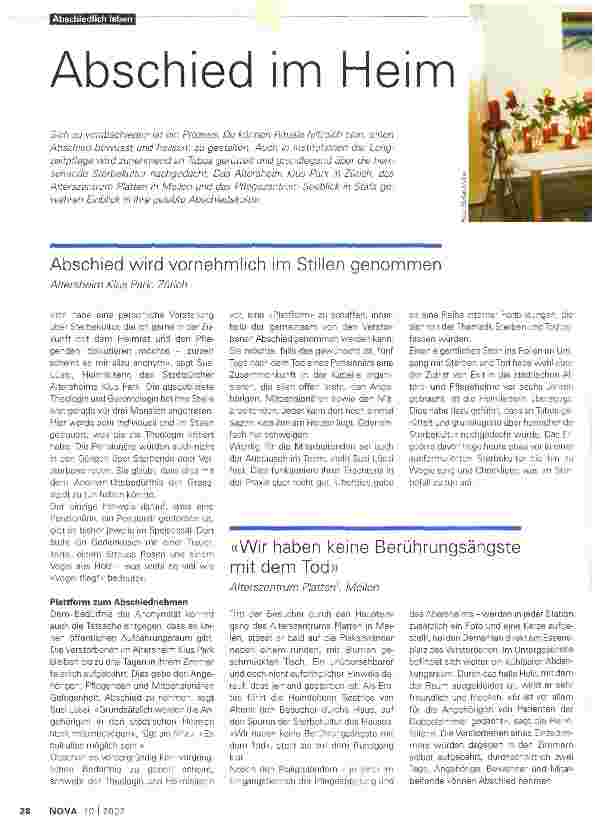 Vorschauseite 1: Abschied im Heim