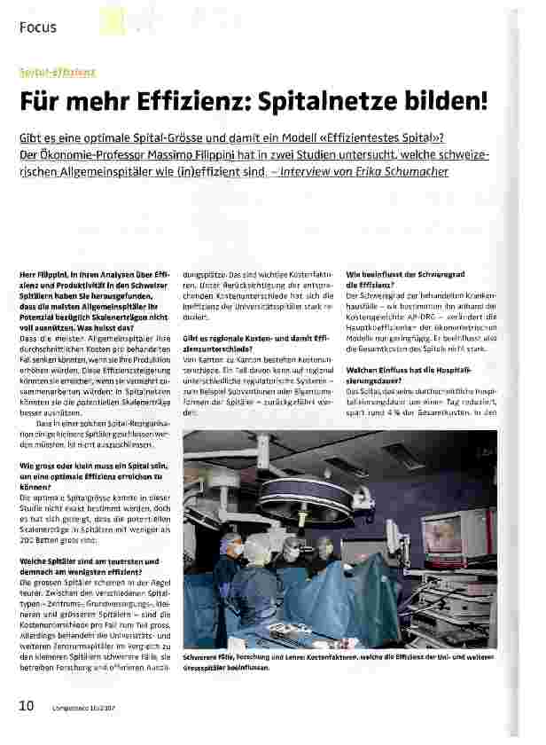 Vorschauseite 1: Für mehr Effizienz: Spitalnetze bilden!